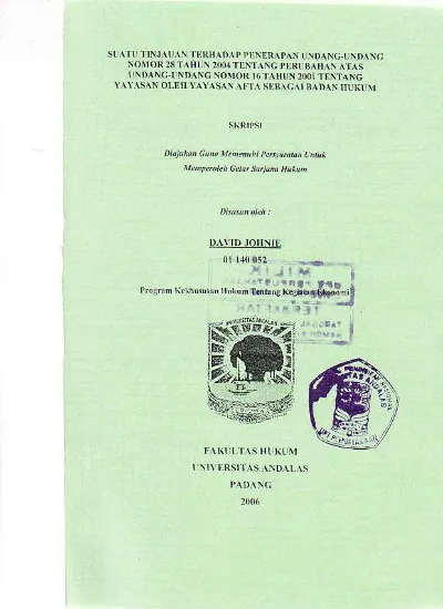 Suatu Tinjauan Terhadap Penerapan Undang-Undang Nomor 28 Tahun 2004 ...