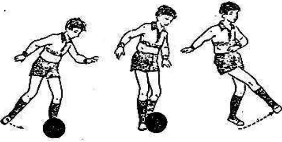 Gambar 3. Sikap Badan Pada Saat Menendang Bola. (Soekatamsi, 1984: 118). 