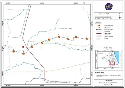 Gambar 1. Peta Sebaran Sampel Air Sungai Pakis Kecamatan Tayu Kabupaten Pati  