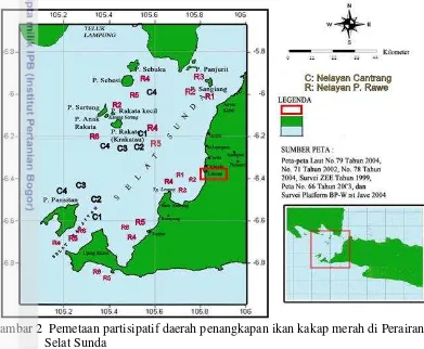 Gambar 2  Pemetaan partisipatif daerah penangkapan ikan kakap merah di Perairan 