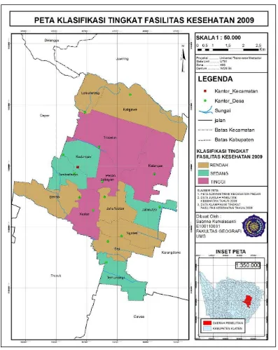 Gambar 4 Peta Tingkat Klasifikasi Fasilitas Kesehatan di Kecamatan Pedan 