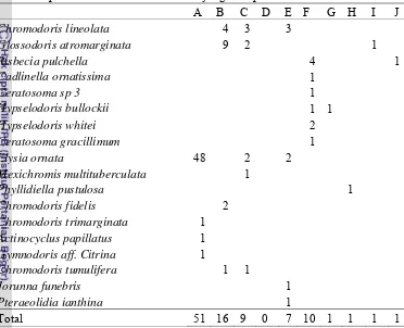 Tabel 7. Spesies dari Ordo Nudibranchia yang terdapat di Teluk Jakarta 