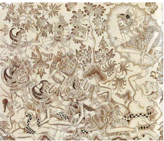 Gambar 2.3.5.1                                                                                                     Pertempuran antara Sugriwa dan Subali, abad ke-19 (Anonymous)                                     