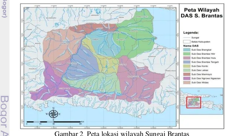 Gambar 2  Peta lokasi wilayah Sungai Brantas 