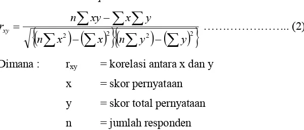 tabel pada taraf nyata α maka koefisien korelasi butir 