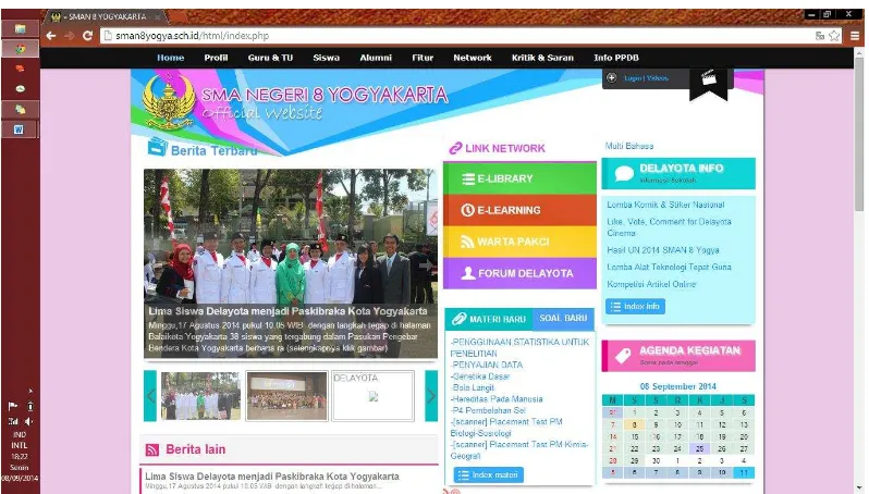 Gambar 8. Tampilan website SMA N 8 Yogyakarta 