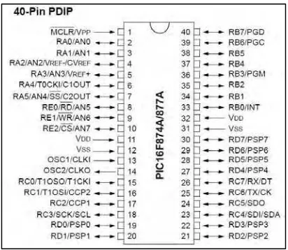 Figure 2.1: PIC 16F877A pins  