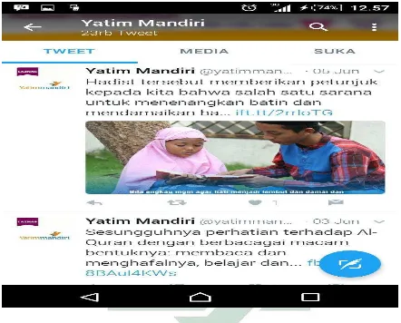 Gambar 4. 4 screenshots twitter Yatim Mandiri 
