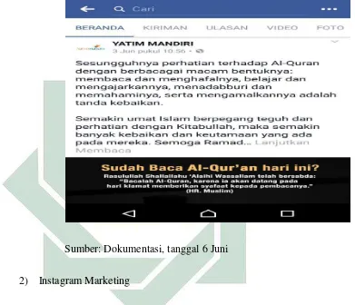 Gambar 4. 2 screenshots facebook Yatim Mandiri 
