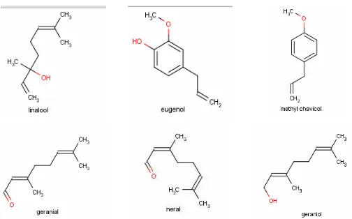 Gambar 1. Struktur kimia kandungan O. basilicum L.
