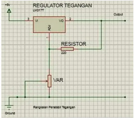 Gambar 2.2. Skematik rangkaian penstabil tegangan. 