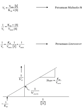 Gambar 10.  Diagram Lineweaver-Burk ( Suhartono, 1989). 