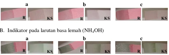 Gambar 3. Hasil Pengujian perubahan warna kertas indikator asam basa dari 