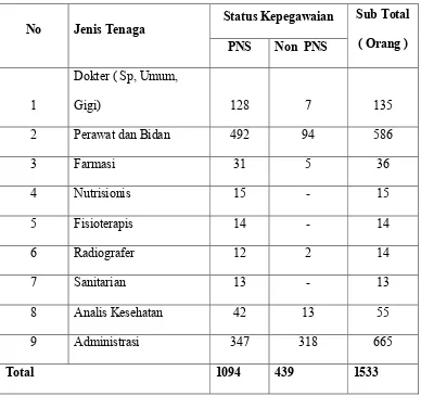 Tabel 5 : Jumlah Pegawai RSUD Dr. H. Abdul Moeloek