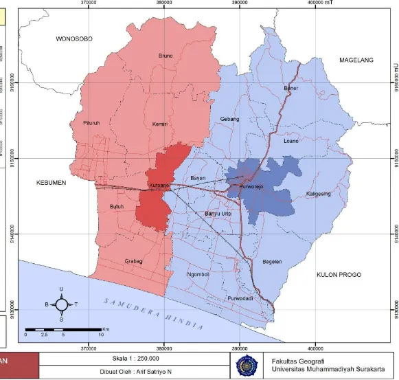 Gambar 1.1 Peta Pembagian Kawasan Agropolitan Kabupaten Purworejo berdasarkan RTRW tahun 2003