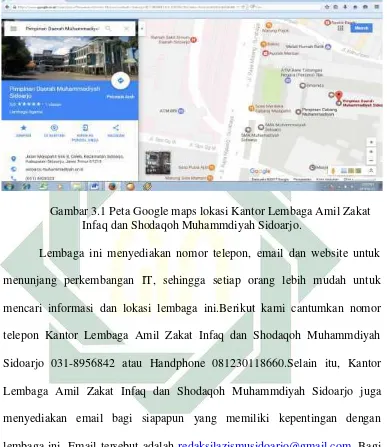 Gambar 3.1 Peta Google maps lokasi Kantor Lembaga Amil Zakat