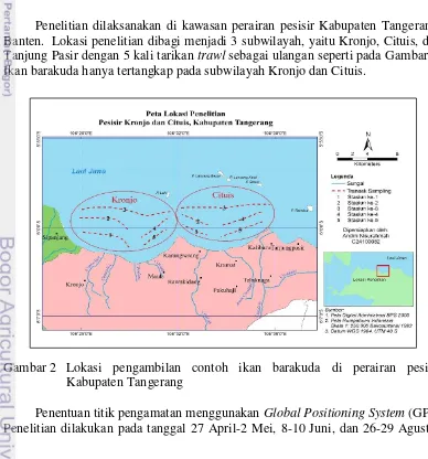 Gambar 2 Lokasi pengambilan contoh ikan barakuda di perairan pesisir 