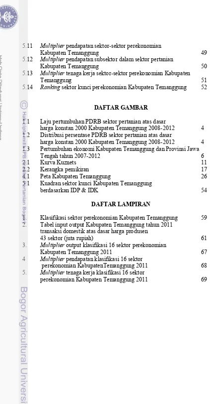 Tabel input output Kabupaten Temanggung tahun 2011  