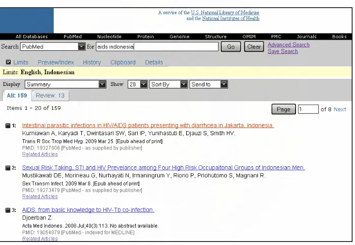 Gambar-1 Contoh Hasil Penelusuran database online PubMed  