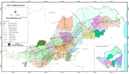 Gambar 3. Peta Administrasi Kabupaten Lampung Tengah Sumber:Wikipedia Bahasa Indonesia, ensiklopedia bebas 