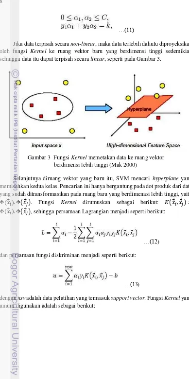 Gambar 3  Fungsi Kernel memetakan data ke ruang vektor 