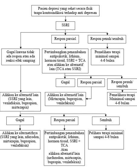 Gambar 2. Algoritme Terapi Depresi Mayor Tanpa Komplikasi (Kando, 2005) 