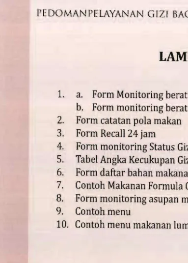 Tabel Angka Contoh Kecukupan Gizi  2004 Form daftar bahan makanan penukar Makanan Formula Cair Oral 