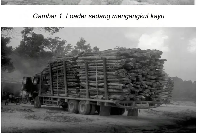Gambar 2. Loader selesai meletakkan kayu di truk pengangkut  