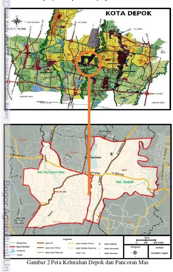 Gambar 2 Peta Kelurahan Depok dan Pancoran Mas 