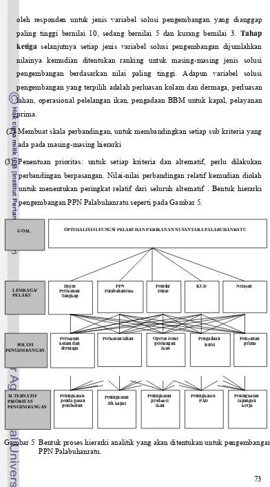 Gambar 5  Bentuk proses hierarki analitik yang akan ditentukan untuk pengembangan   