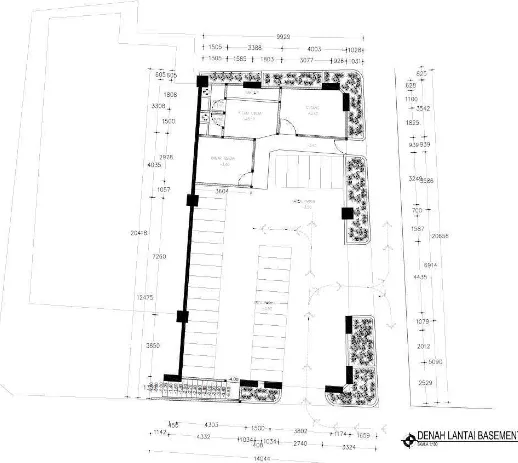 Gambar 3. Rencana area parkir, kamar mandi umum, r.takmir, dan gudang. 