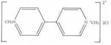 Gambar 1. Struktur kimia 1,1−dimethyl 4,4 bipyridylium dichlorid (Sumber:     Lestari, 2005)