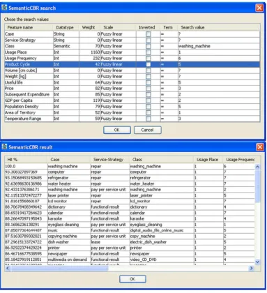 Fig. 8. Screen dump of the user interface of the semantic CBR system.