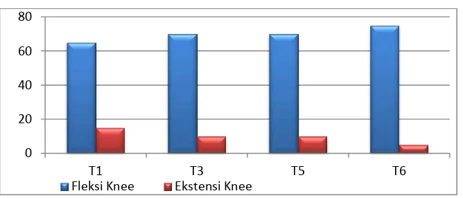 GRAFIK 4.3 Evaluasi Lingkup Gerak Sendi (LGS) Sendi Lutut Kanan Aktif 