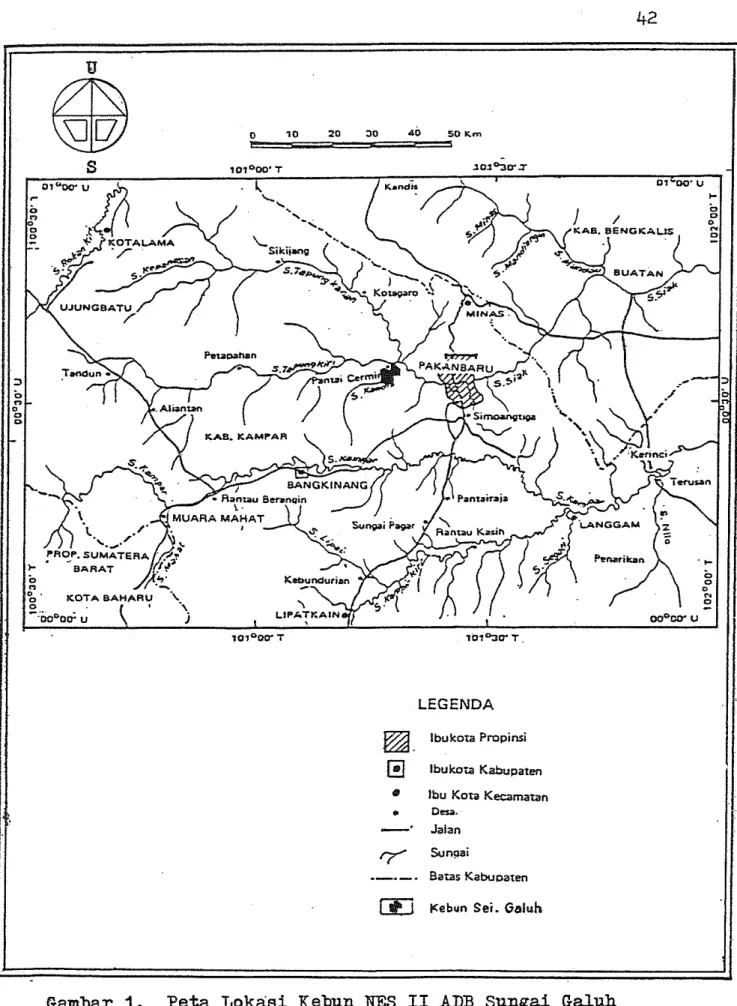 Gambar 1.  Peta  Lokasi  Kebun  mES  I1  ADB  Sungai  Galuh 