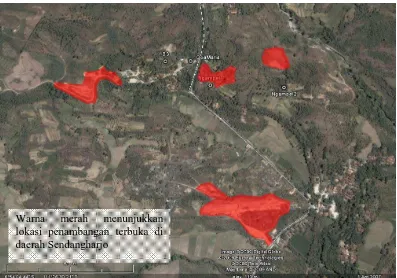 Gambar 1.2. Citra Satelit Beberapa Lokasi Penambangan di Sendangharjo 