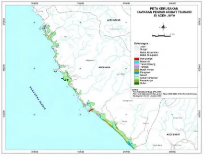Tabel 1  Kawasan pesisir yang rusak dan harus direhabilitasi di Kabupaten Aceh Barat dan Aceh Jaya   