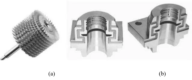 Figure 2.1: Examples of EDM die-sinking finished parts: (a) High Speed Turbine; (b) Screw thread mold of the PET bottles