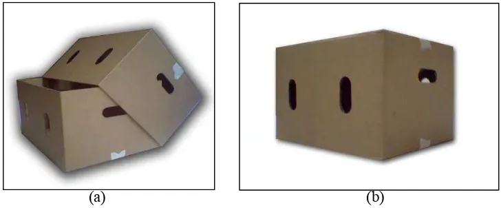 Gambar 2. Tipe kemasan karton dengan ventilasi oblong (a). Tipe FTC (b). Tipe RSC.  
