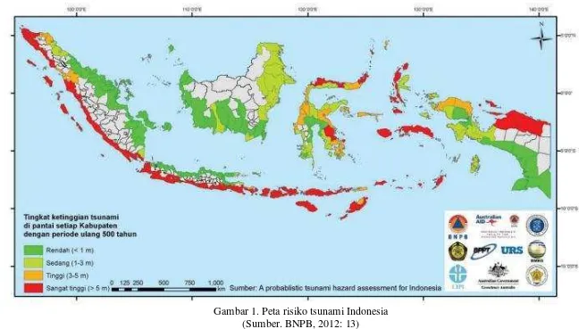 Gambar 1. Peta risiko tsunami Indonesia 