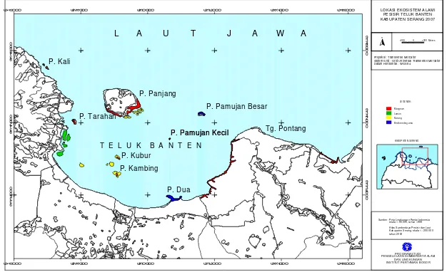 Gambar 6. Lokasi ekosistem alami wilayah pesisir dan laut Teluk Banten Kabupaten Serang 2007 