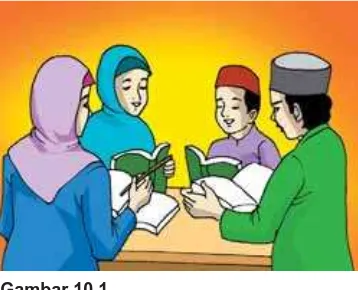 Gambar 10.1.Salah satu amalan sunah pada bulan Ramadan adalah memperbanyak membaca Al Quran (tadarus)