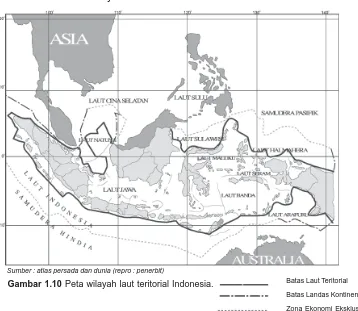 Gambar 1.10 Peta wilayah laut teritorial Indonesia.