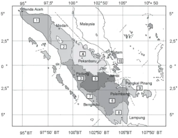 Gambar 1.2 Provinsi di wilayah Pulau Sumatera.