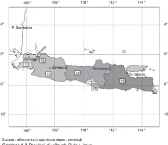 Gambar 1.3 Provinsi di wilayah Pulau Jawa.