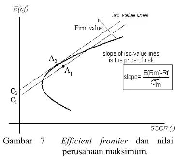 Gambar 7  Efficient frontier dan nilai 