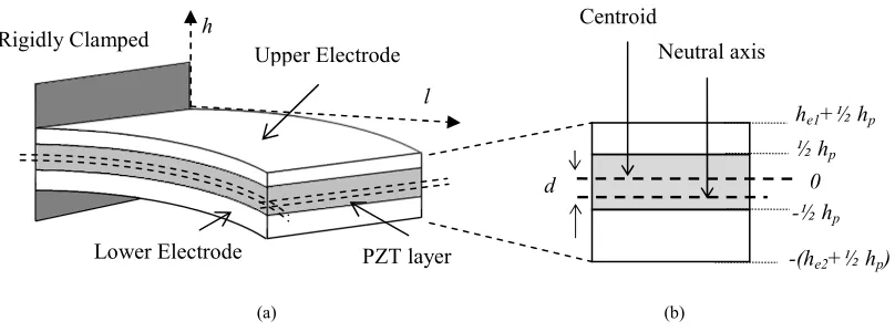Fig. 1(a) Cantilever structure with unimorph layer of piezoelectric deposited on the top surface of alumina  substrate