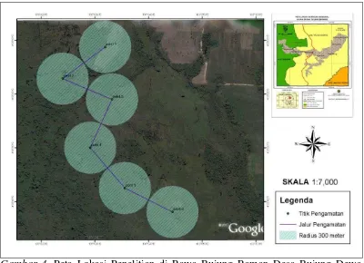Gambar 4. Peta Lokasi Penelitian di Rawa Bujung Raman Desa Bujung Dewa Kecamatan Pagar Dewa Kabupaten Tulang Bawang Barat (Balai Konservasi Sumber Daya Alam Lampung, 2012)