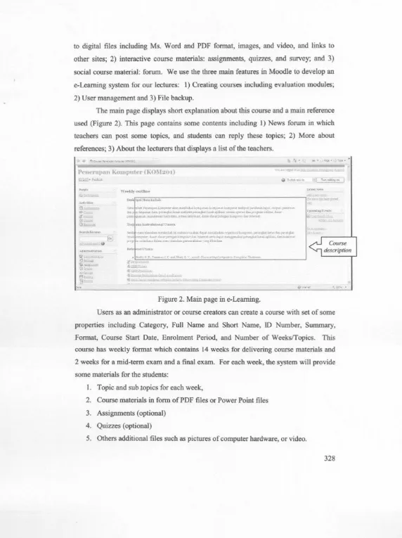 Figure 2. Main page in e-Learning.