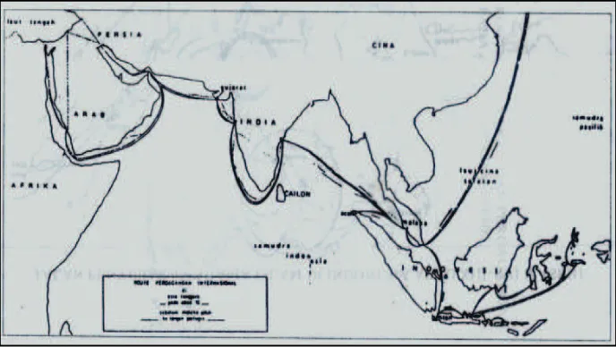 Gambar 10. Route Perdagangan Internasional di AsiaTenggara pada  Abad XVI Masehi, Sebelum Malaka Jatuh Ke Tangan Portugis 